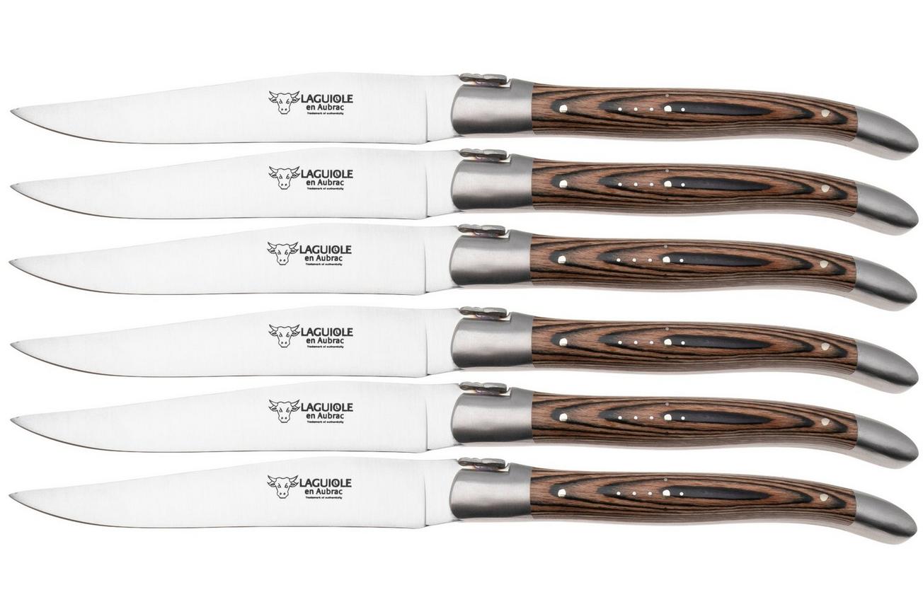 Laguiole en Aubrac 62C12PKMIH Brown Pakkawood Matt, 6-delige steakmessenset