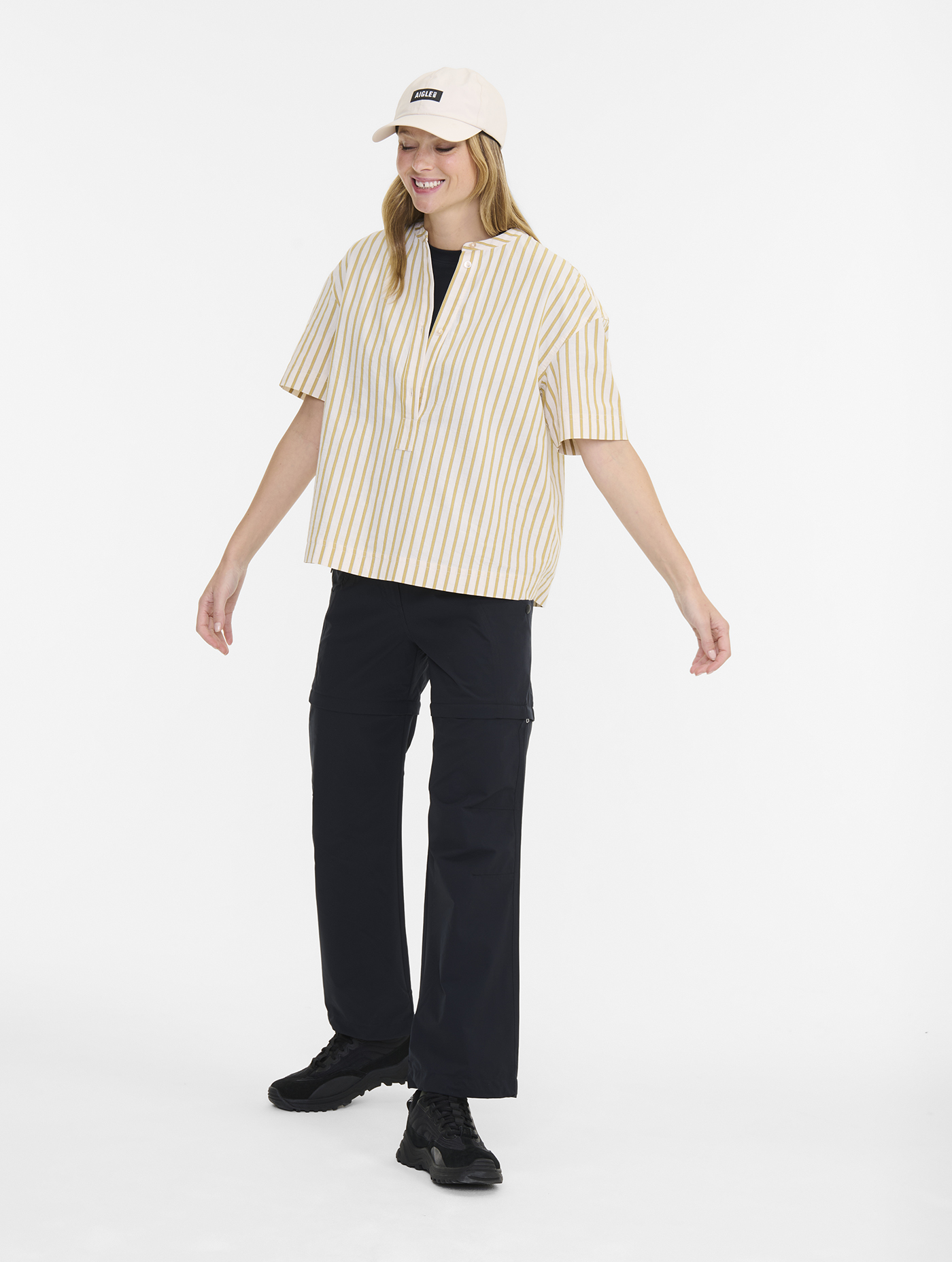 Blouse manches courtes rayée JAUNE ST