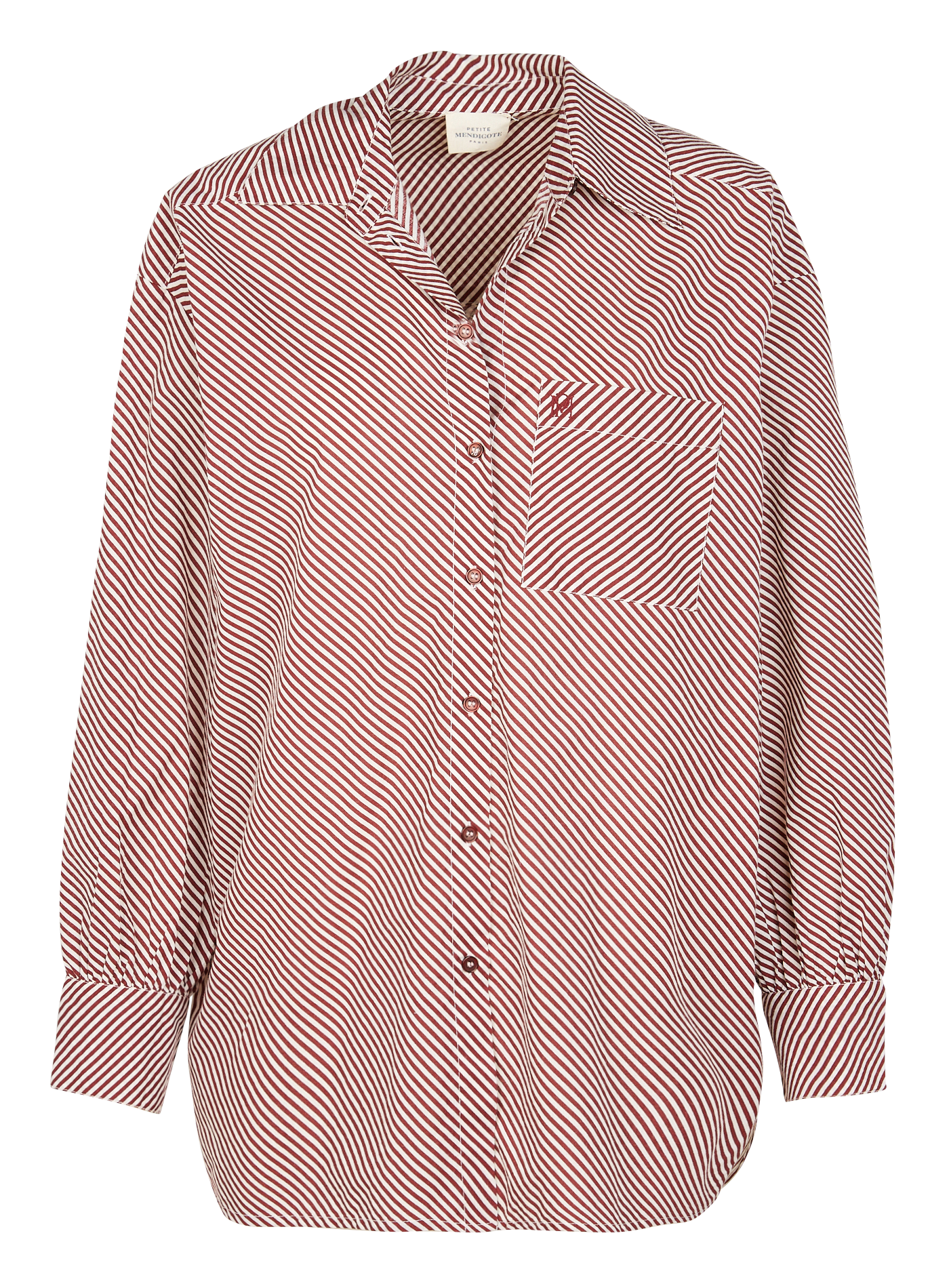 TERRY - Chemise col classique rayée en coton | Rouge