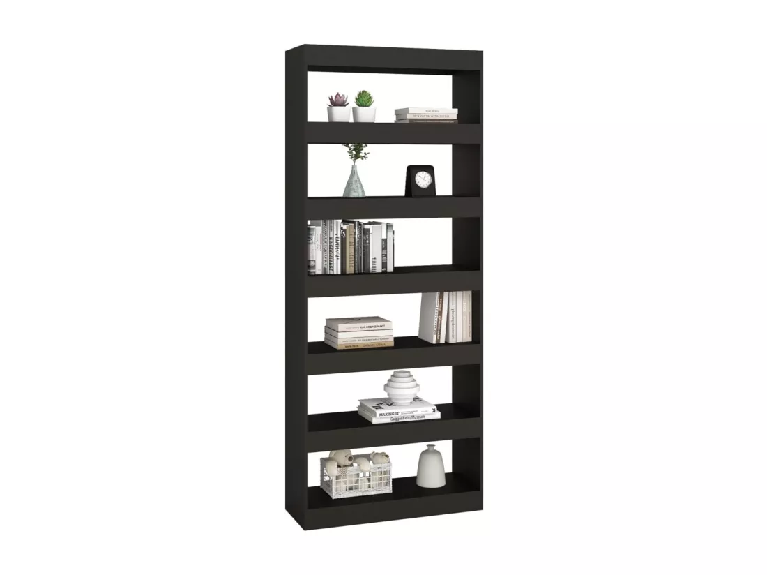 Bibliothèque/Séparateur de pièce noir bois d'ingénierie