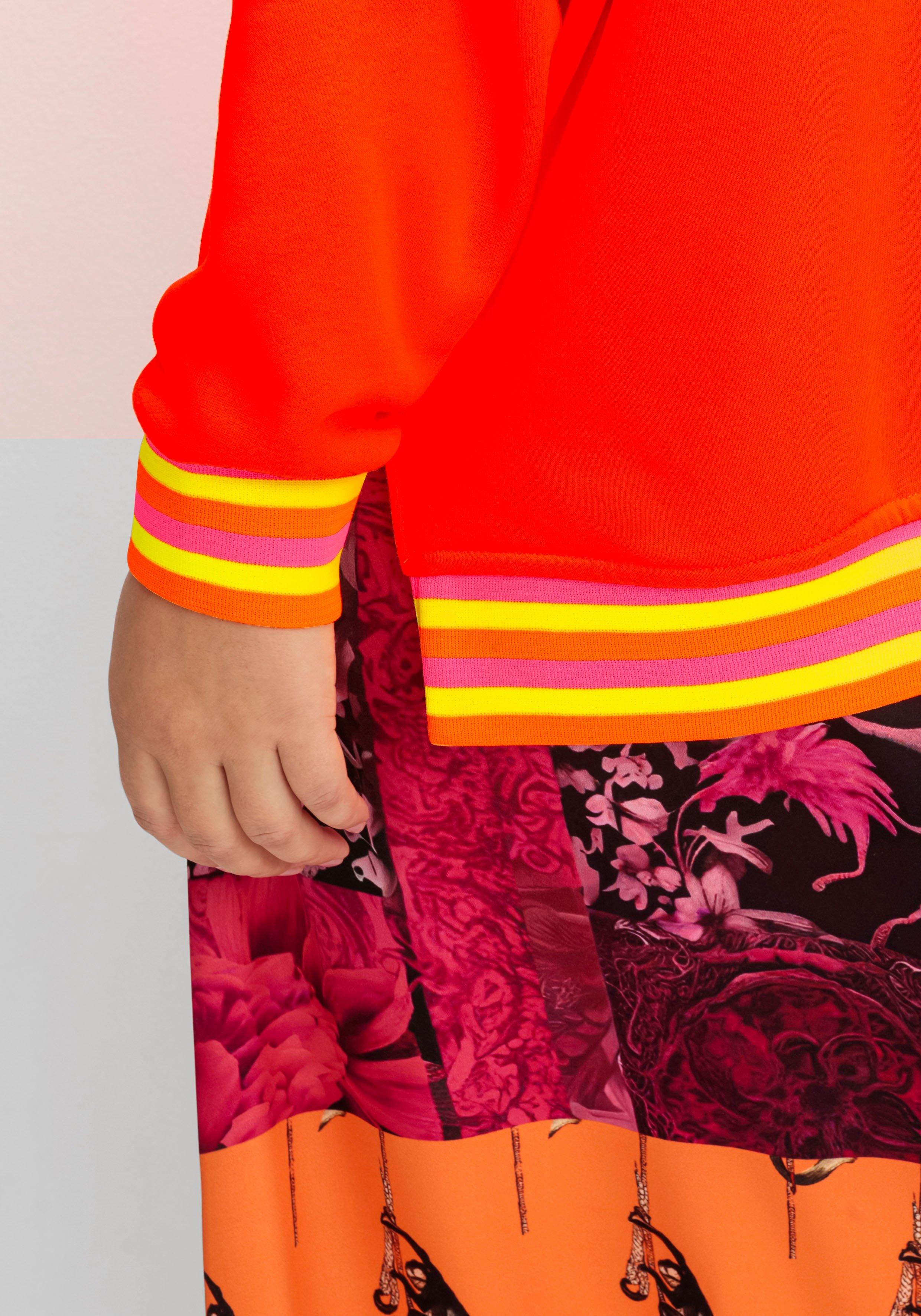 Neon-Kapuzensweatshirt mit Wordingprint