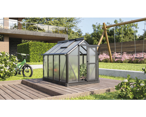 Vitavia Merlin mini-kas, 4 mm dubbelwandige polycarbonaatplaten, 87,2 x 111,6 cm, zwart