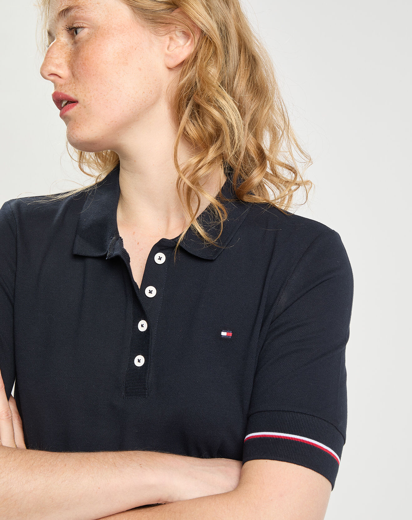 Tommy Hilfiger Polo Regular Global Stripe bleu marine
