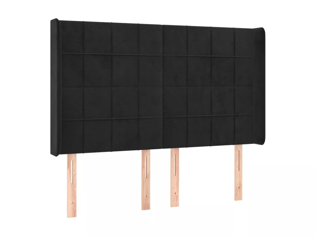 Sommier tapissier avec matelas et LED Noir 140x190 cm Velours