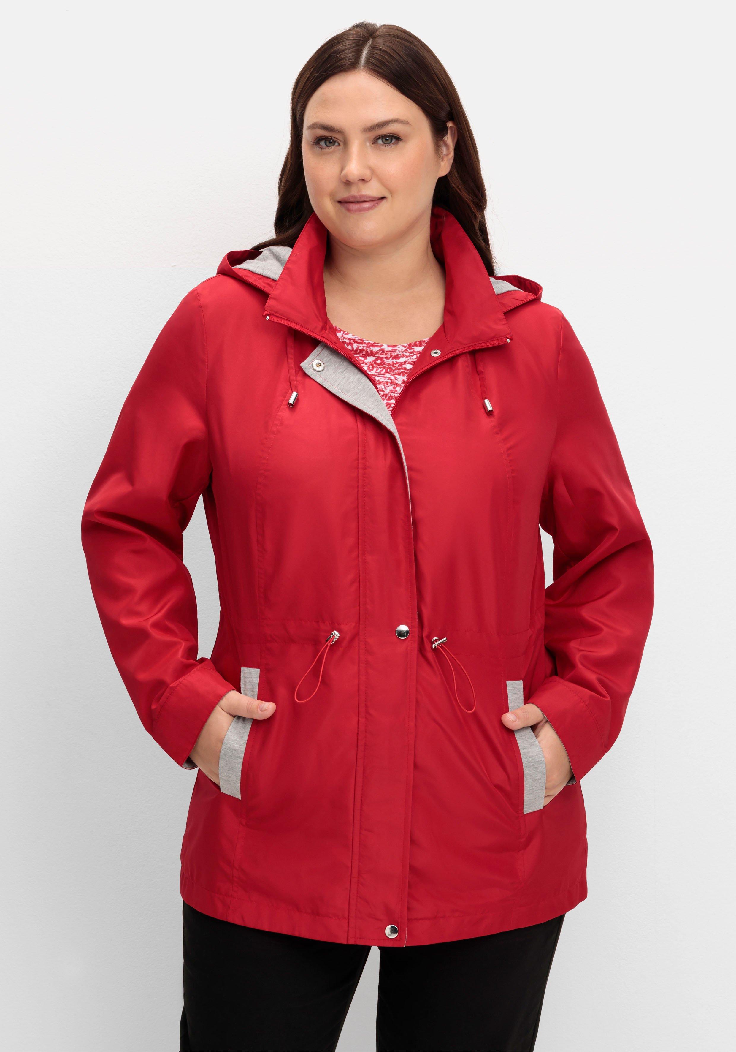 Übergangsjacke mit Kapuze und Kontrastdetails