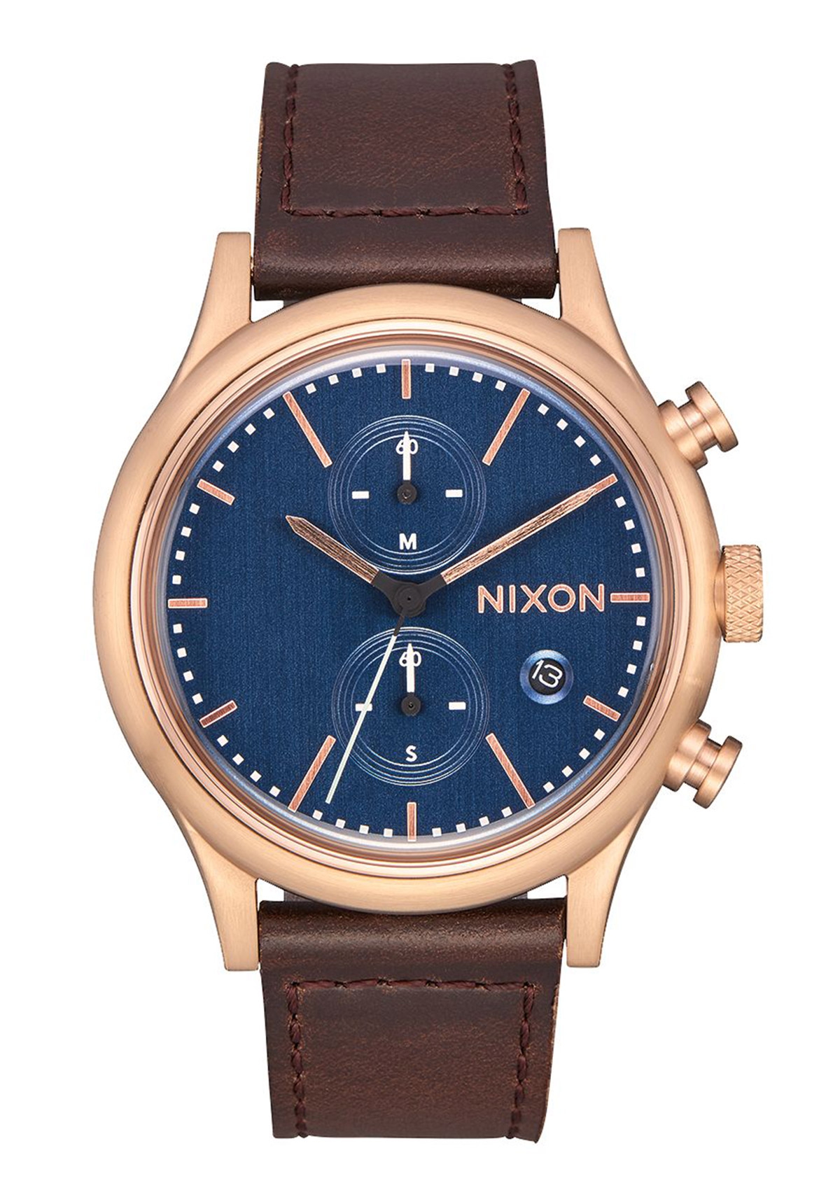 Nixon The Station Chrono Leather Rose Gold / A1163-2629