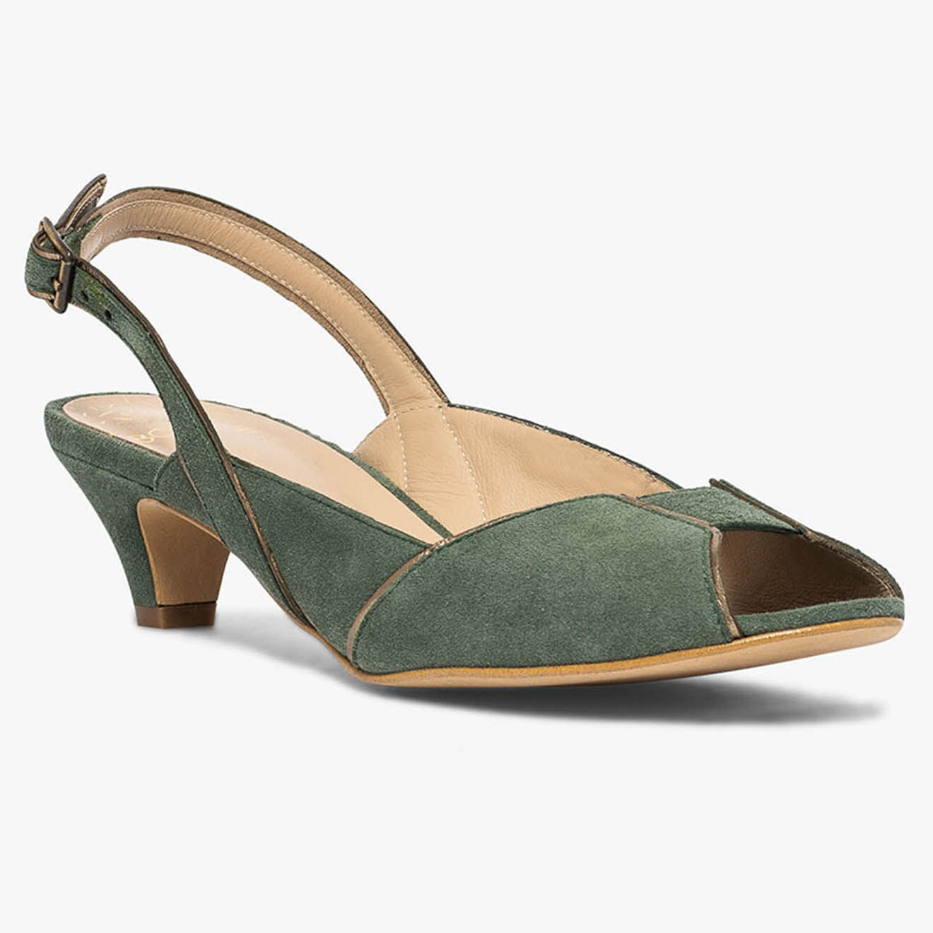 Bocage Slingbacks  de Cuir Hervea sauge