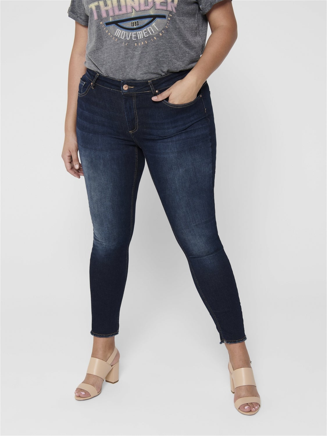 CARWILLY Mittlere Taille Skinny Fit Jeans Dark Blue Denim