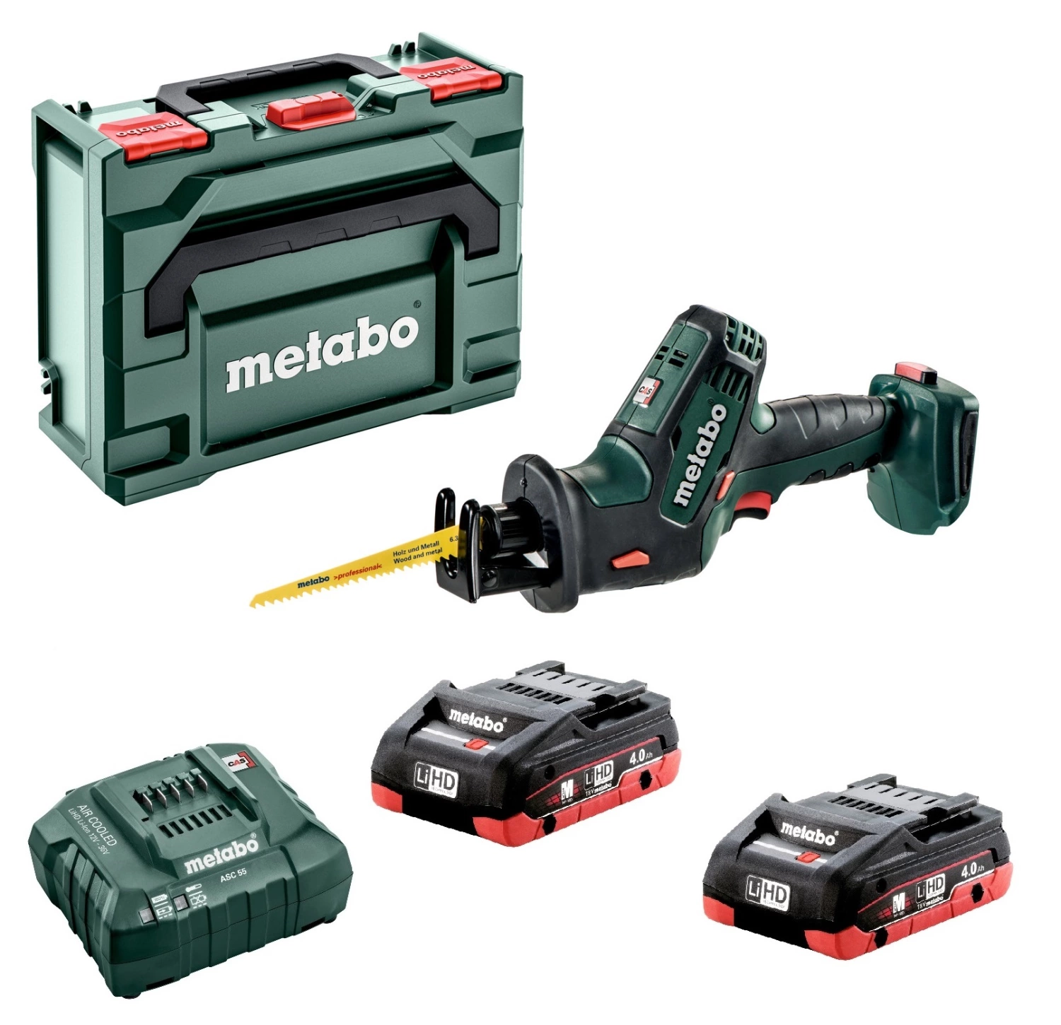 Metabo SSE 18 LTX Compact 18V accu Reciprozaag set in metaBox (2x 4,0Ah LiHD accu)
