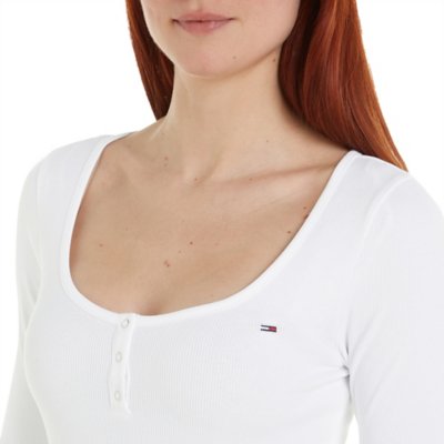 Sweatshirt femme Slim Button Rib C-Neck TOMMY HILFIGER
