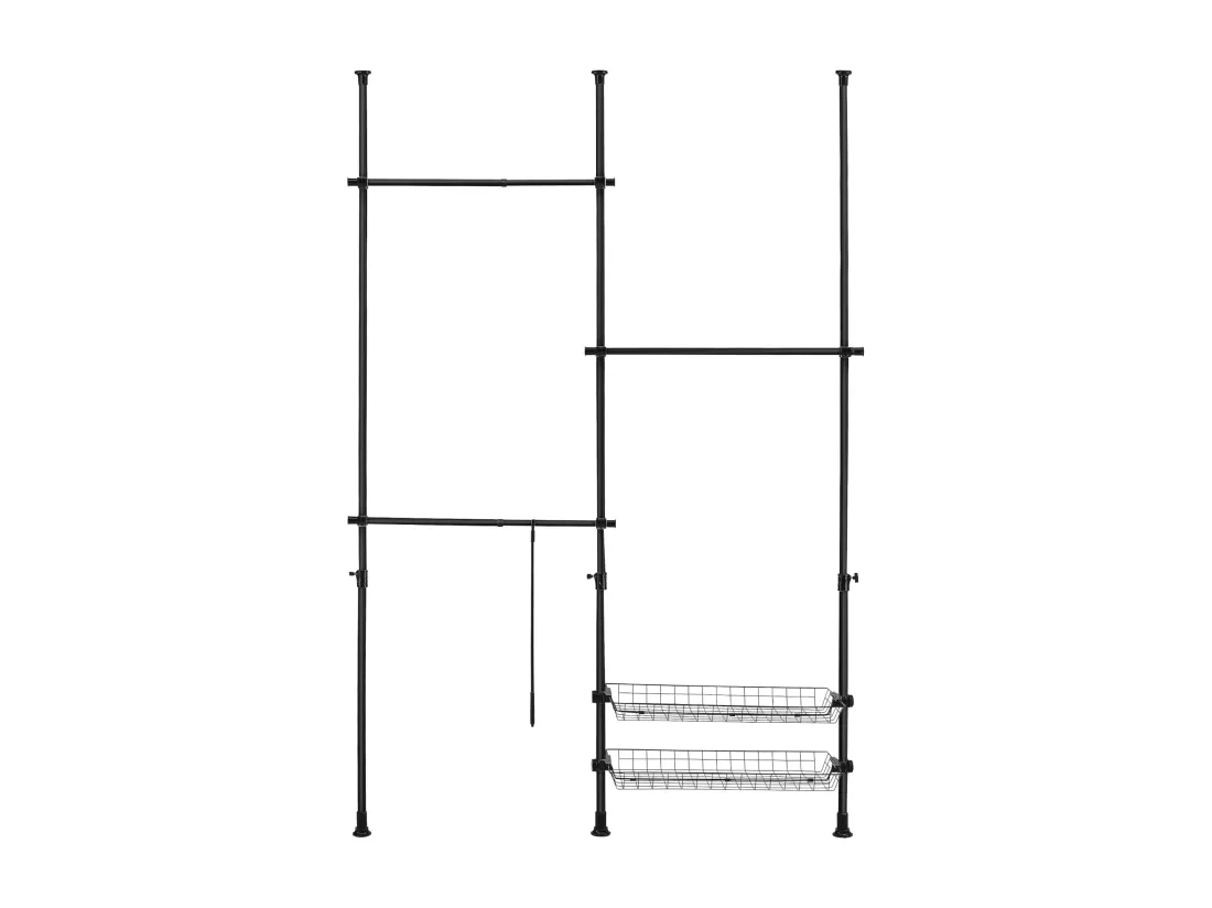Penderie télescopique acier laqué noire 85 x 38 x 7 cm 03_0008158