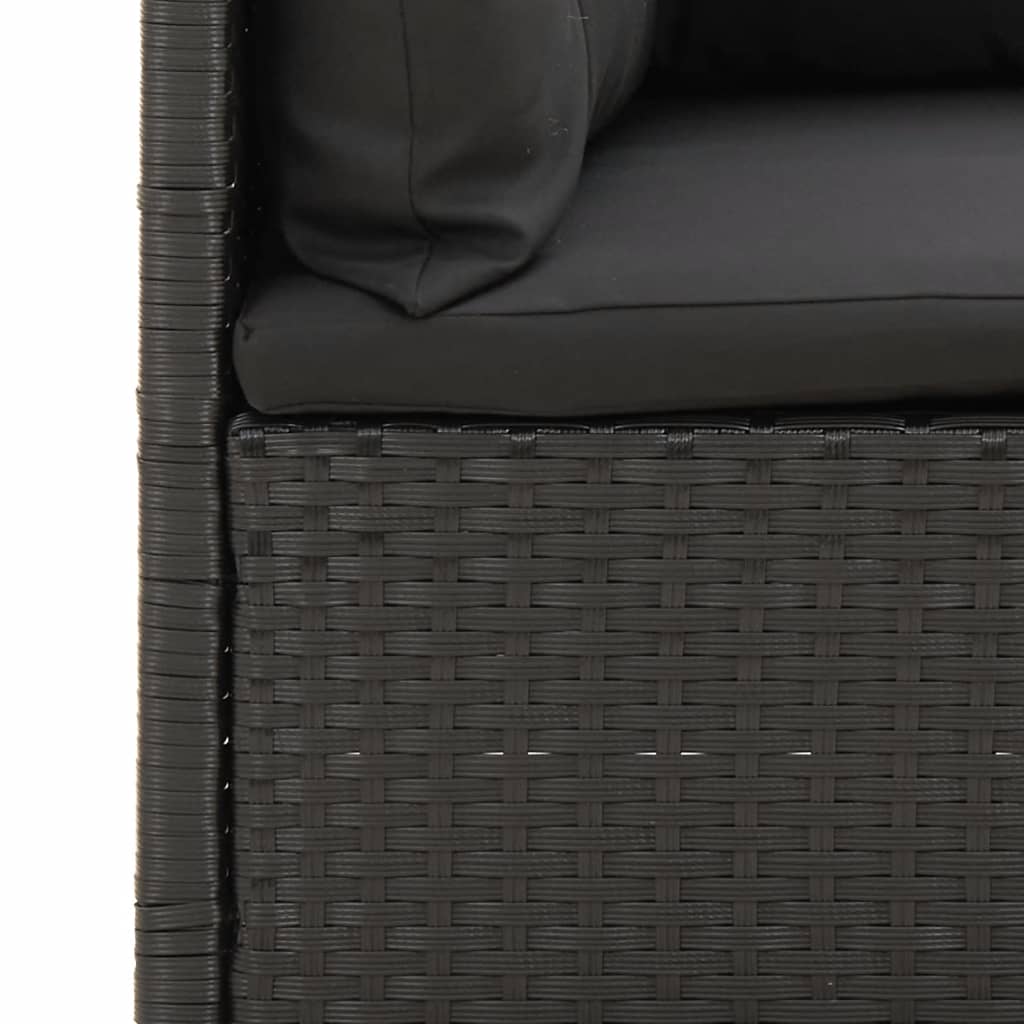 Salon de jardin meuble d'extérieur ensemble de mobilier 5 pièces avec coussins noir résine tressée