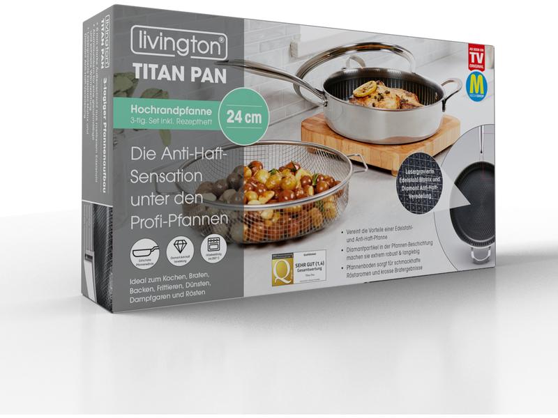 Mediashop Bratpfanne Titan 24 cm Pfanne mit extra hohen Wände