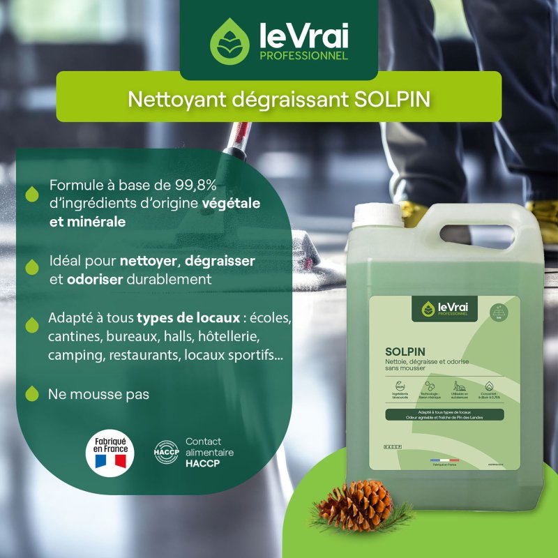 Nettoyant dégraissant sols Solpin Le Vrai professionnel - Bidon de 5 L