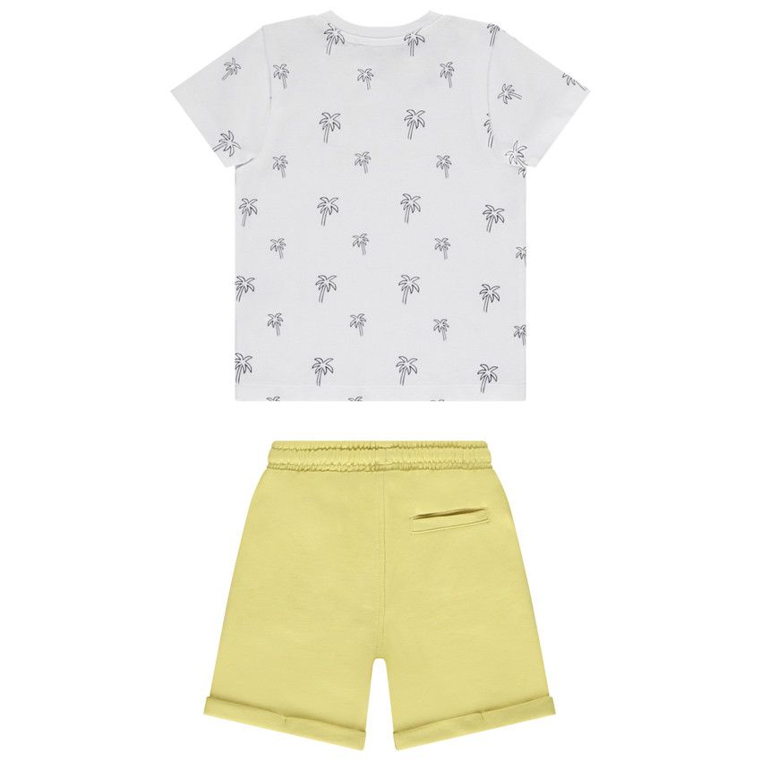 Ensemble t-shirt manches courtes piqué + short molleton pour bébé garçon - Blanc