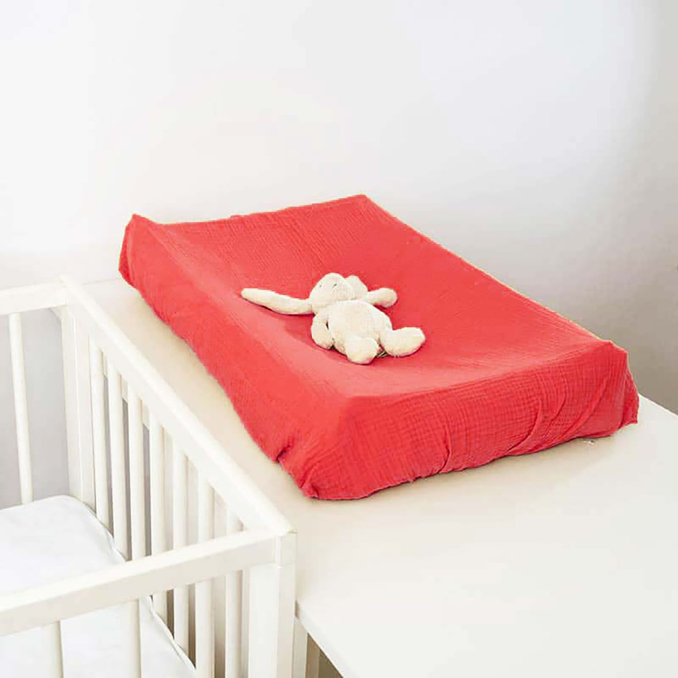 Papate Housse de Matelas à Langer en Coton Bio fraise - 50x70 cm
