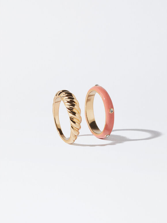 Conjunto de Anéis de Cristal - Laranja