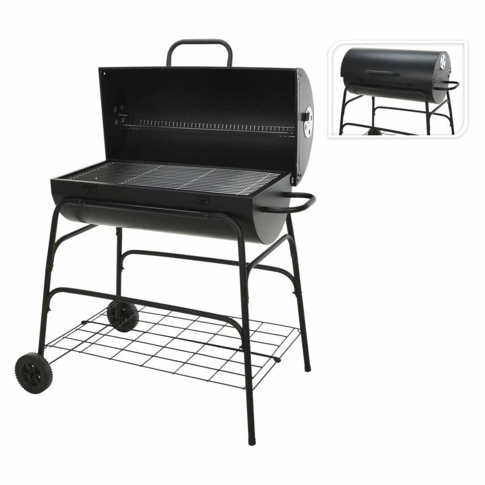 Barbecue à charbon de bois sur roues forme de cylindre
