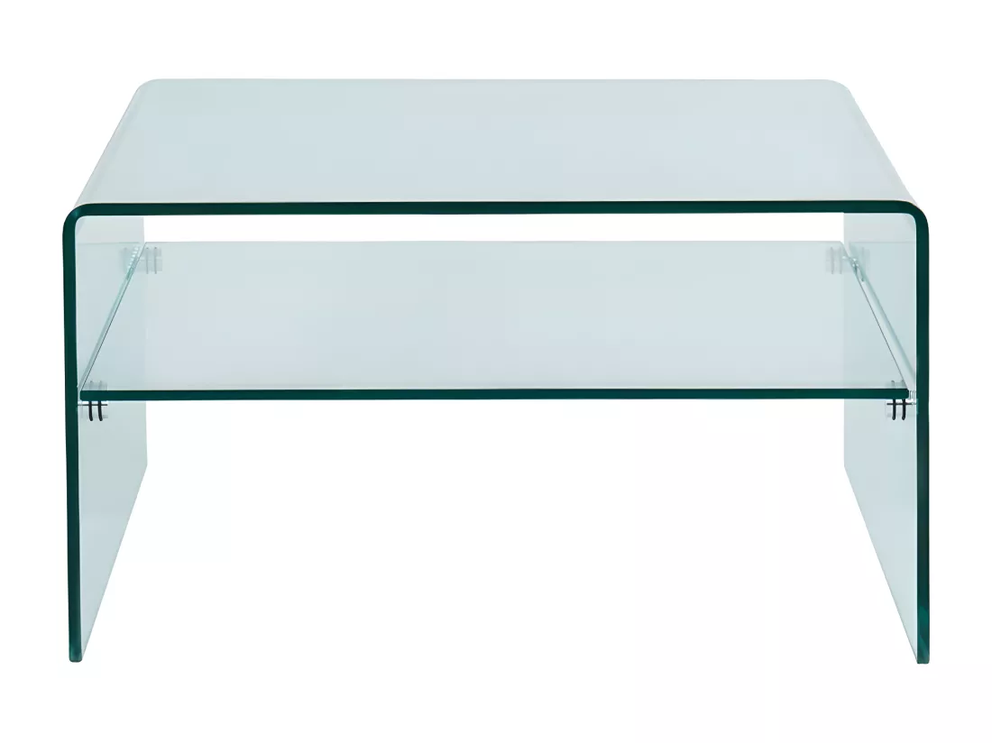 Table basse carrée STILEOS - Double plateau - Verre trempé