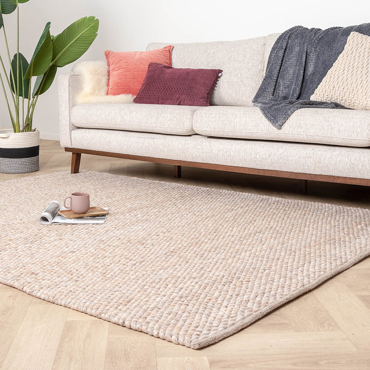 Wollen vloerkleed - Brilliant Beige/Zand | Onwijs warm!