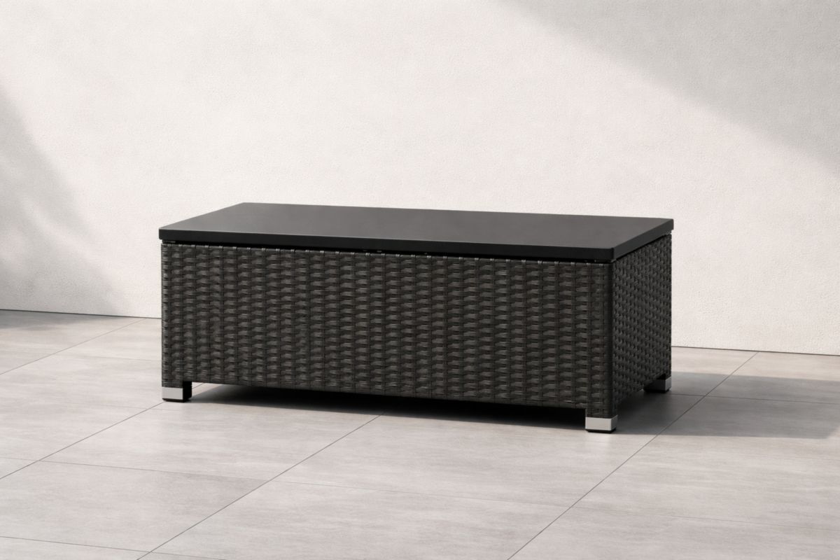 Garten Aufbewahrungsbox Polyrattan 120x60x50cm Schwarz