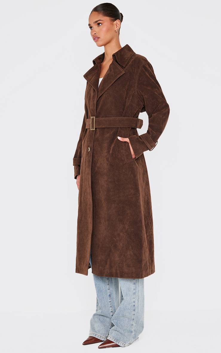 Chocolat Trench-coat En Faux Suède Avec Ceinture À Boucle