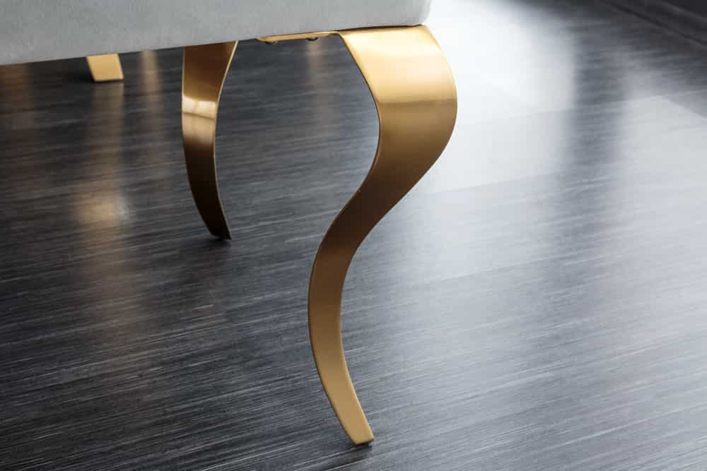 Design Sitzbank MODERN BAROCK 175cm grau Samt gold Edelstahl
