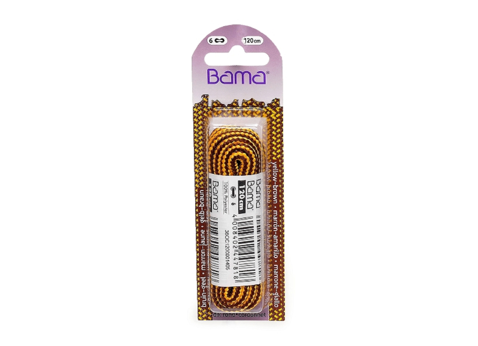 Lacet rond 120 cm marron jaune