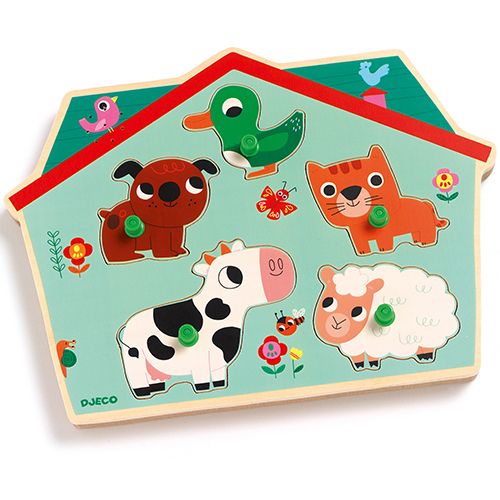Djeco knoppuzzel met geluid dieren (5st) DJ01707