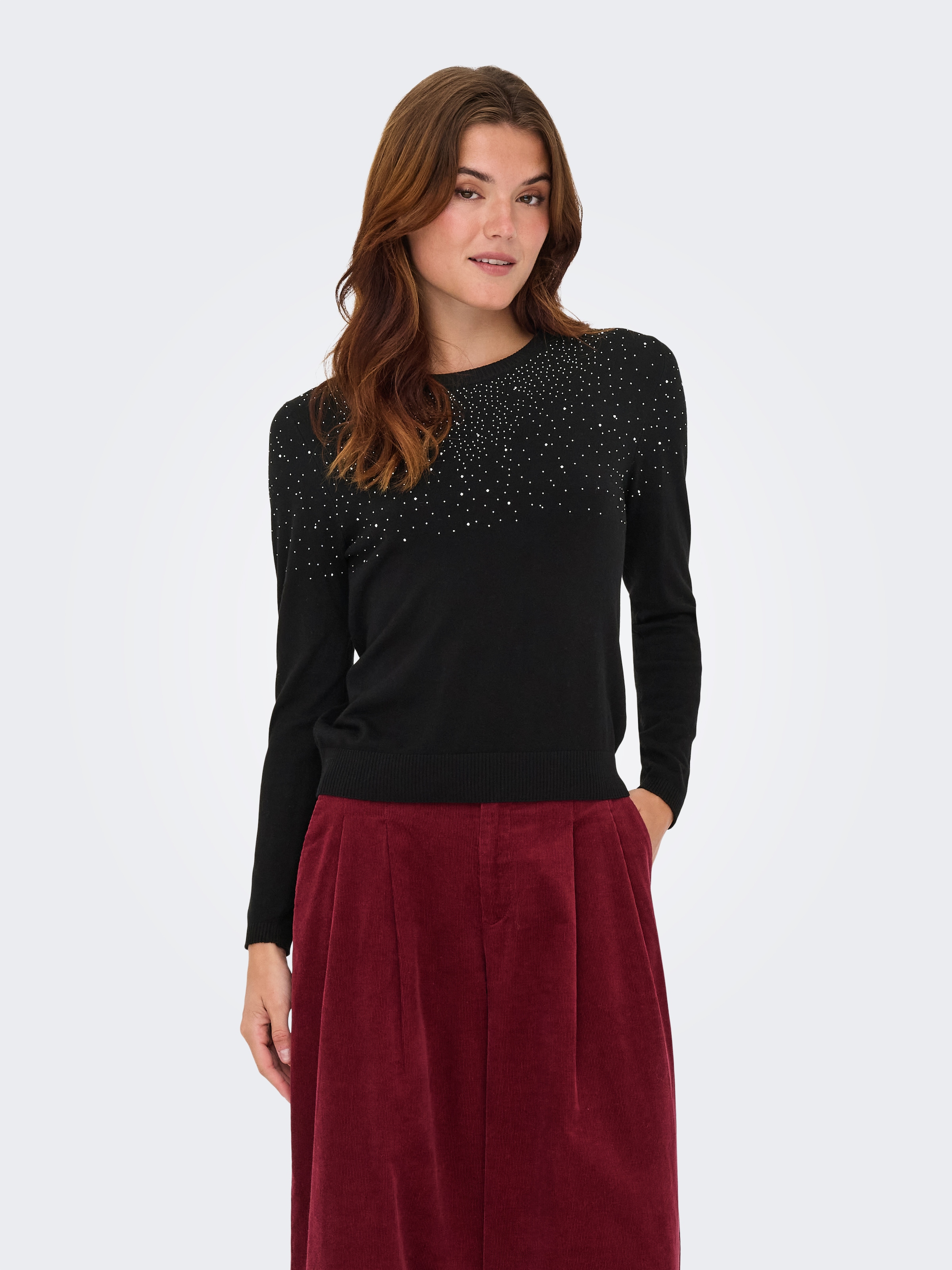 ONLY Rundhalspullover »ONLANABELLA LS BLING O-NECK KNT«