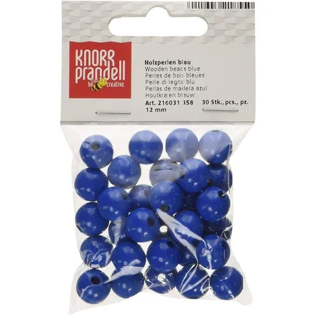 Knorr Prandell Holzperlen blau, 12 mm, 30 Stück