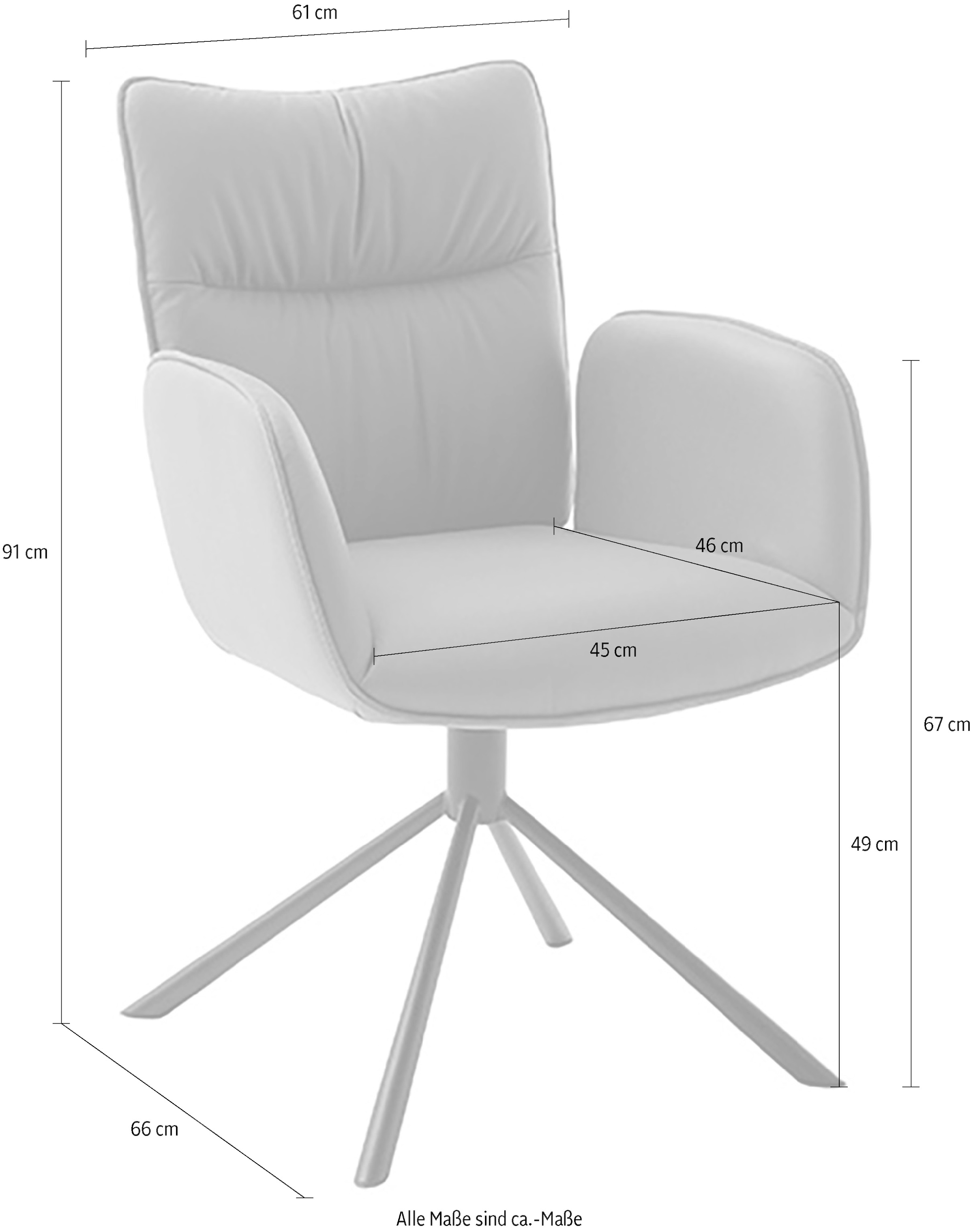 MCA furniture 4-Fussstuhl »MARIN Esszimmerstuhl (2er Set) - Stuhl« (Set) 2 Stk.360° drehbar, Metall schwarz, beweglichen Rücken, belastbar 120 kg