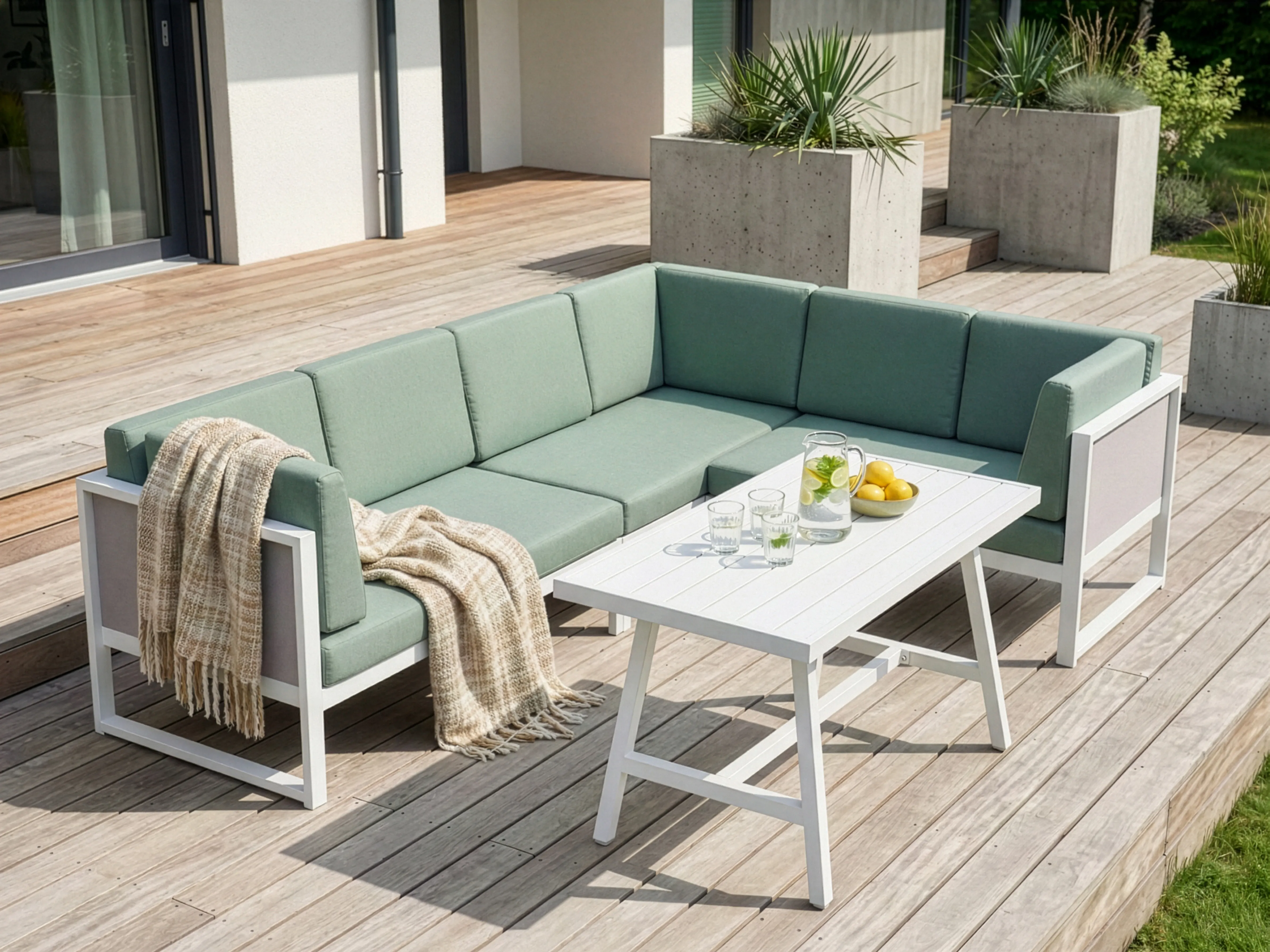 Tuin hoekloungeset met tafel 6-zits CASTELLA/FRATTE linkszijdig Metaal Groen