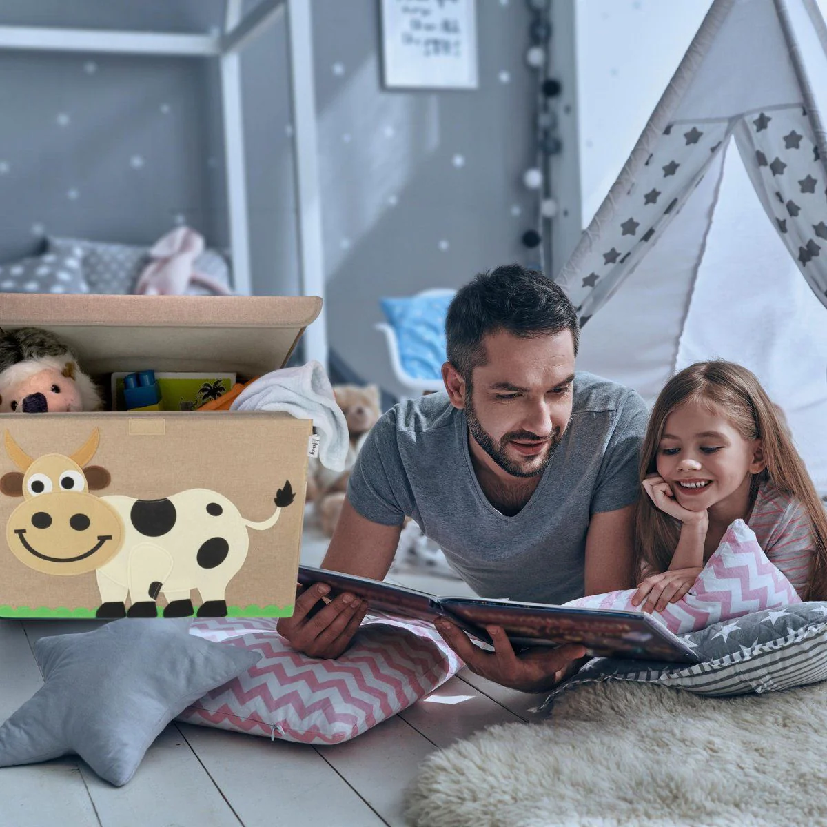 Boîte de rangement en tissu pour enfant grand modèle 
