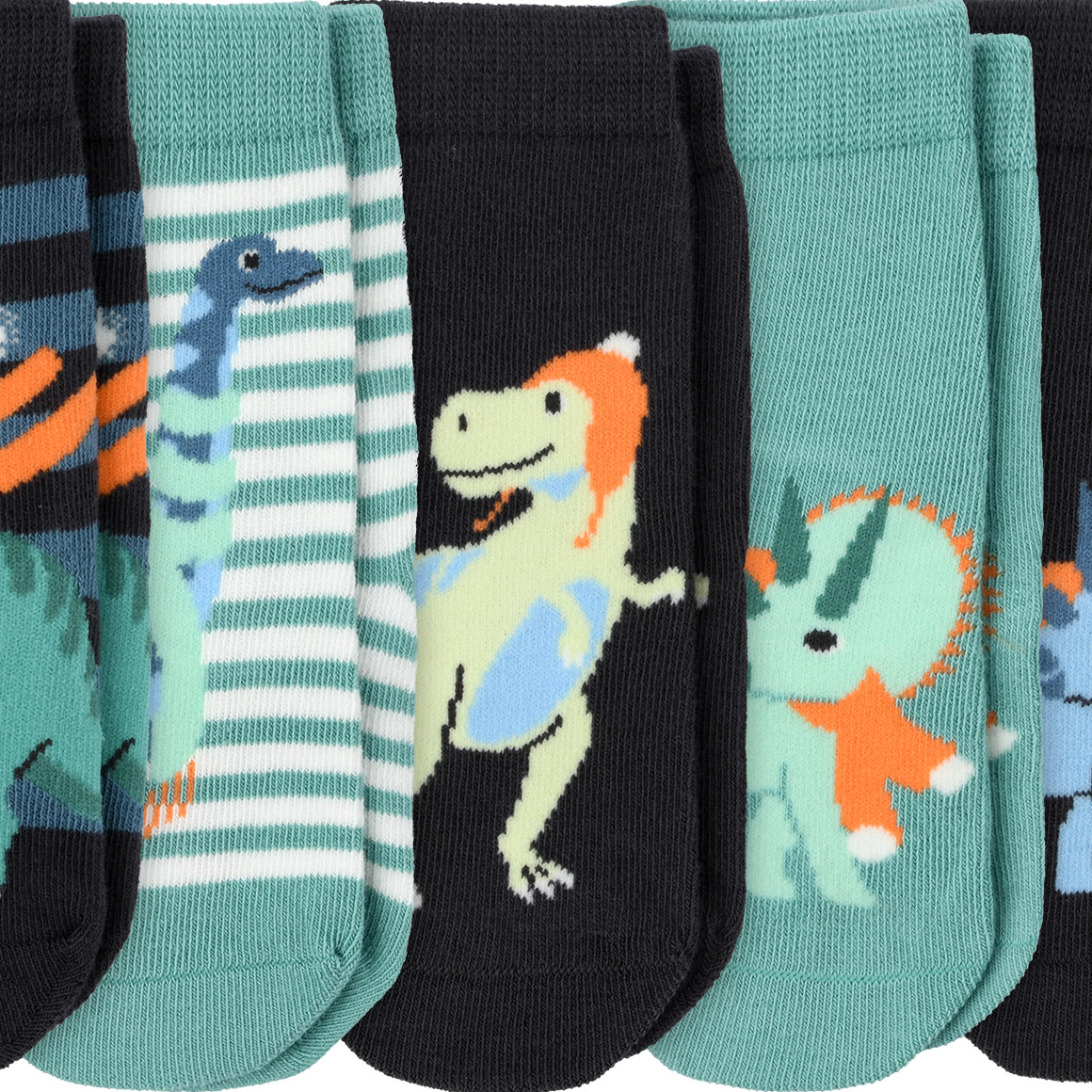 Topomini 5 Paar Baby Socken in verschiedenen Dessins dunkelgrau / dunkeltürkis