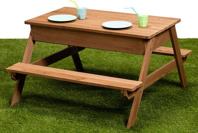 Woodlii Piknikbord med Sandkasse + Lokk, Brun