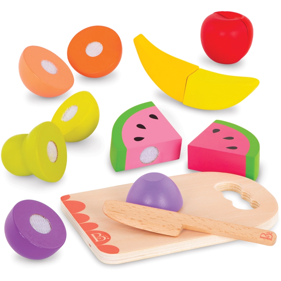 B.TOYS B. Chop 'n' Play -  Holz-Obst mit Klettverbindung inkl. Schneidebrett 14-teilig Mehrfarbig