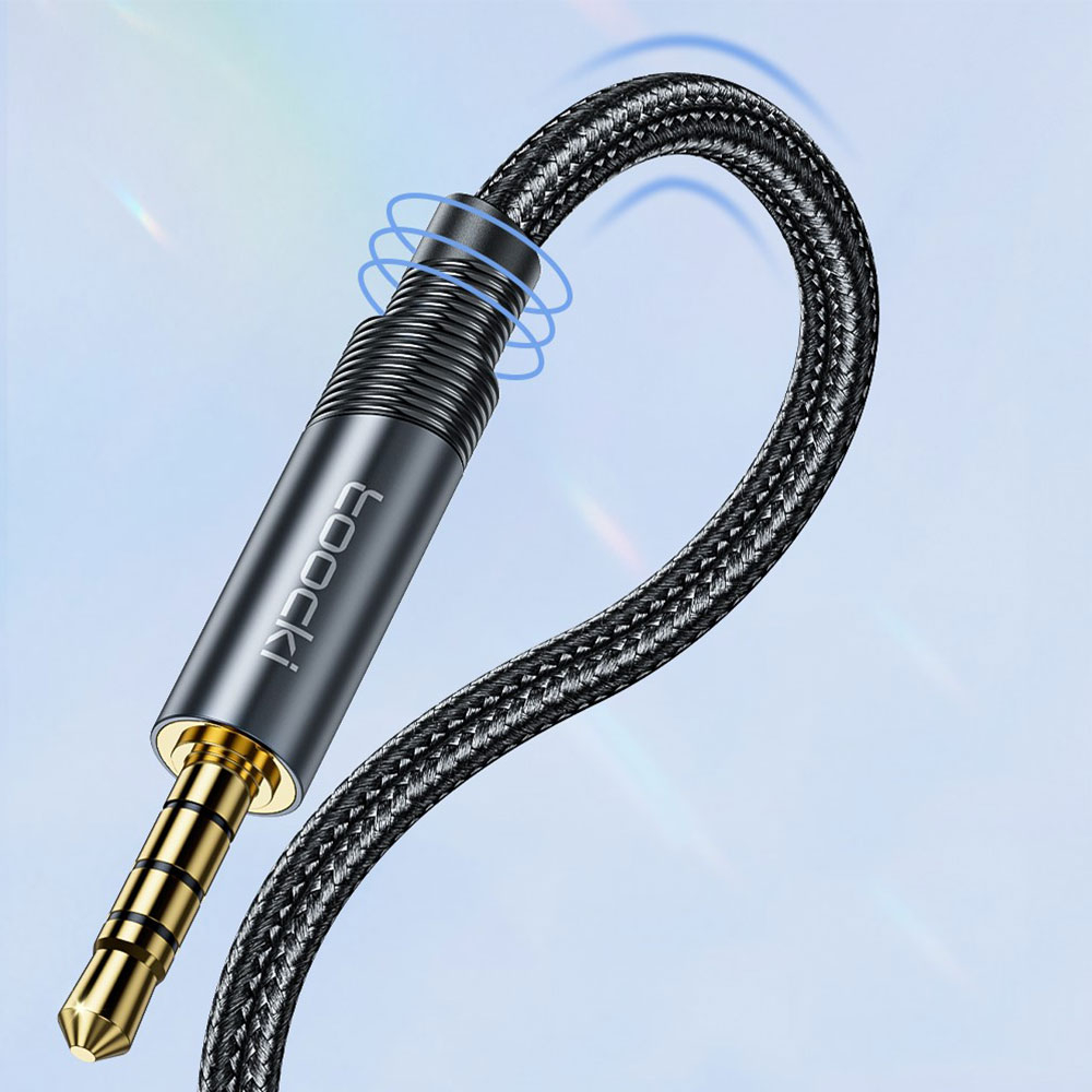 (2m) 3.5mm Audio Klinke Stecker auf 3.5 mm Klinken Buchse Stereo AUX Nylon Verlängerungskabel mit vergoldeten Kontakten - Grau