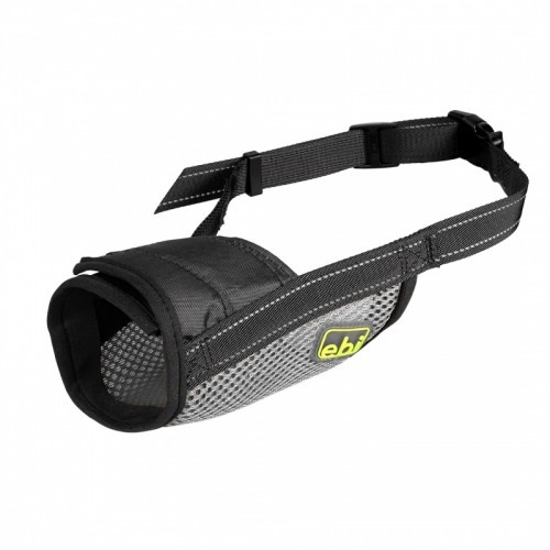 Focinheira ajustável para cães em tela e neoprene, preta.