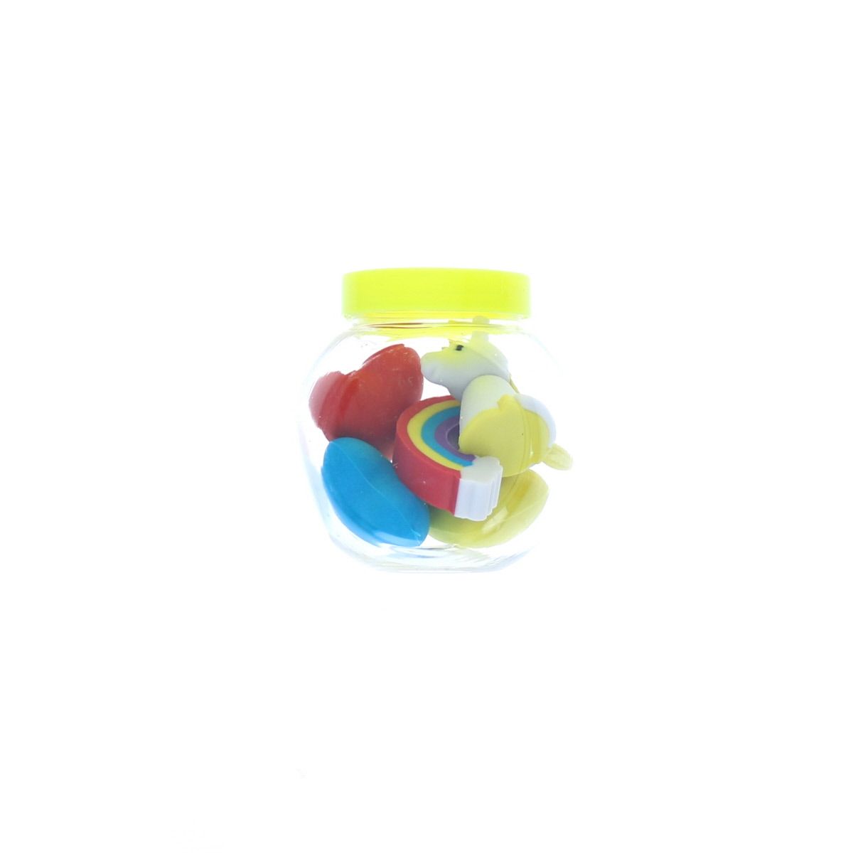 Lot de 5 gommes coeurs et licorne Mercredi et Patati