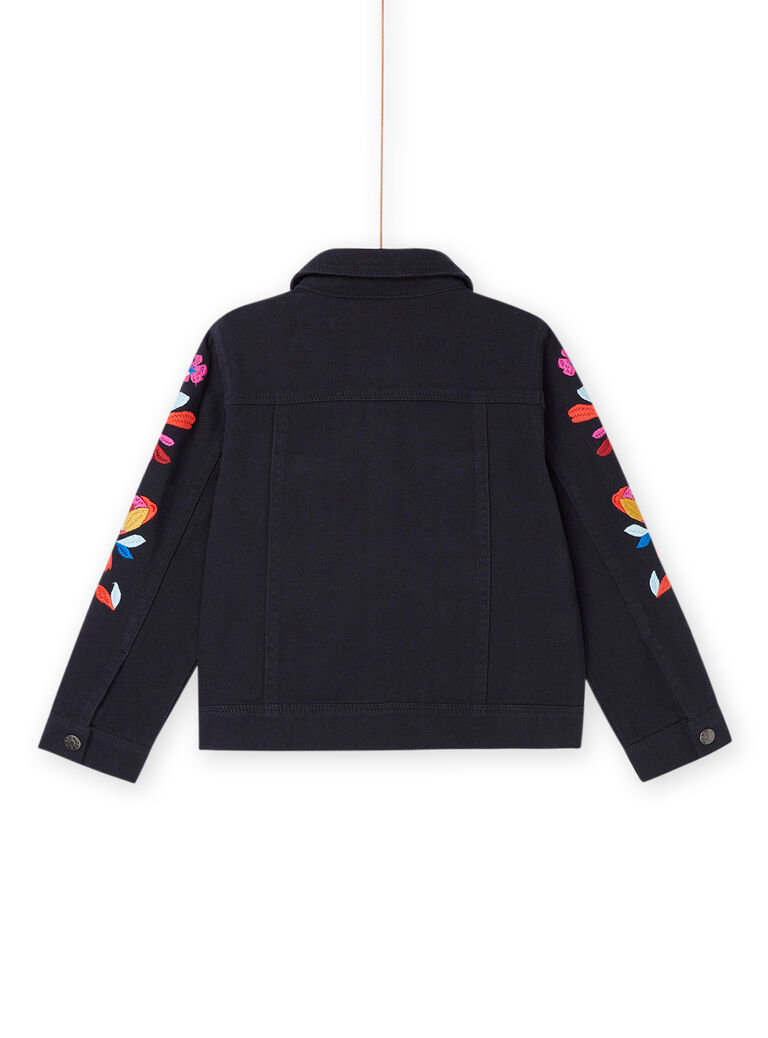 Veste en jean noire à manches brodées