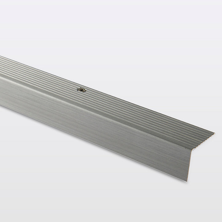 Nez de marche en aluminium décor argent foncé brossé GoodHome 35 x 25 x 1800mm.