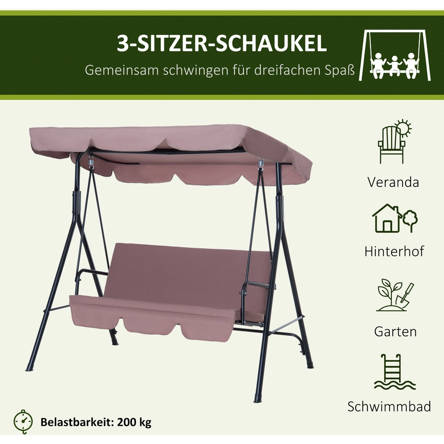 Outsunny Hollywoodschaukel als 3-Sitzer braun