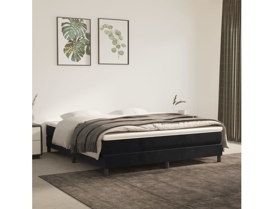 VIDAXL - Sommier 180 x 200 Sommier à ressorts de lit noir 180x200 cm velours