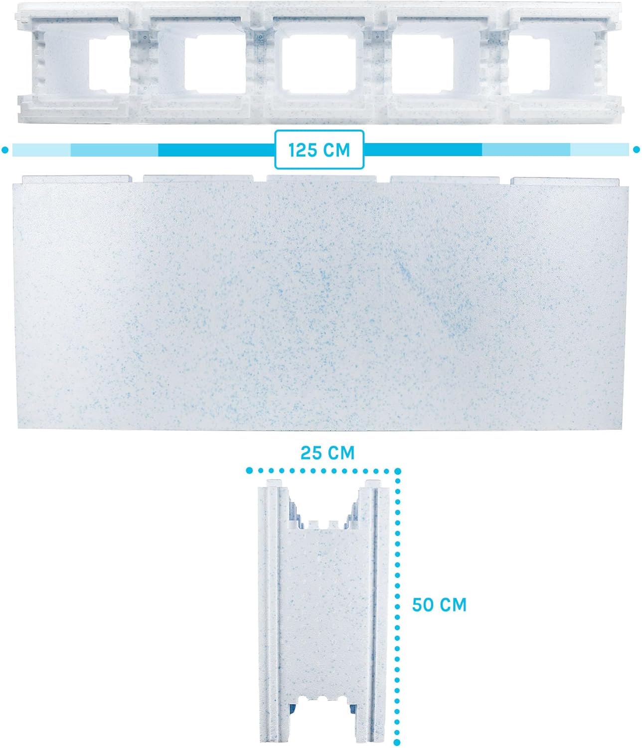 Paradies Pool® Styropor Pool rechteck 300 x 500 x 150 cm als Grundset inklusive Blaue Poolfolie und Vlies, Systemsteine mit Stecksystem