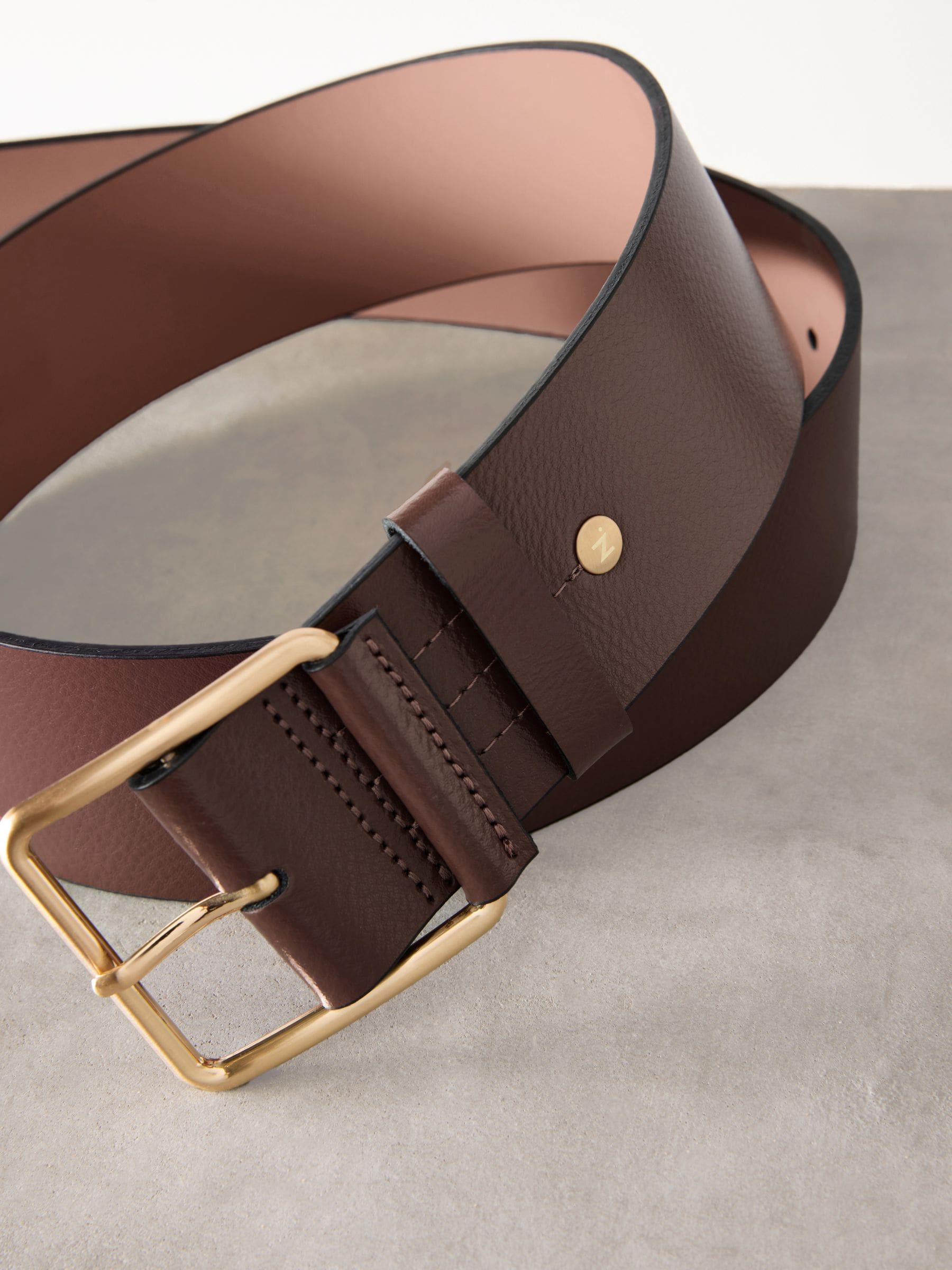 Mokkabruin - N. Premium brede leren riem, Made in Italy
