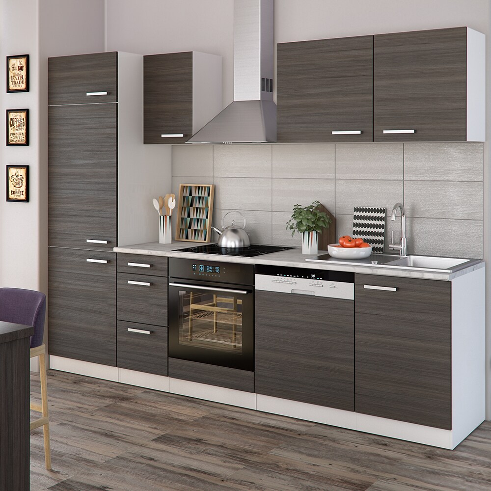 Vicco Küche 270 cm Küchenzeile Küchenblock EinbaukücheEdelgrau