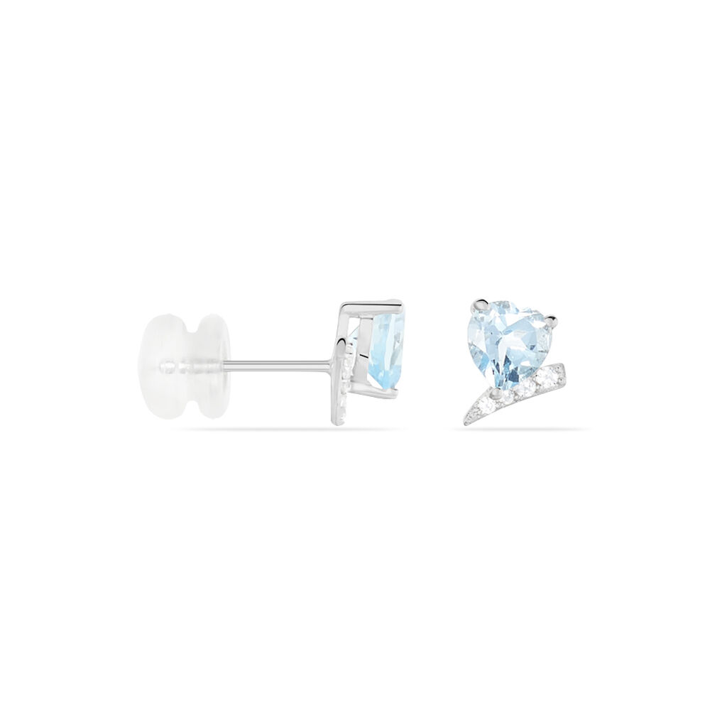 Boucles D'oreilles Puces Eva Or Blanc Topaze Et Oxyde De Zirconium