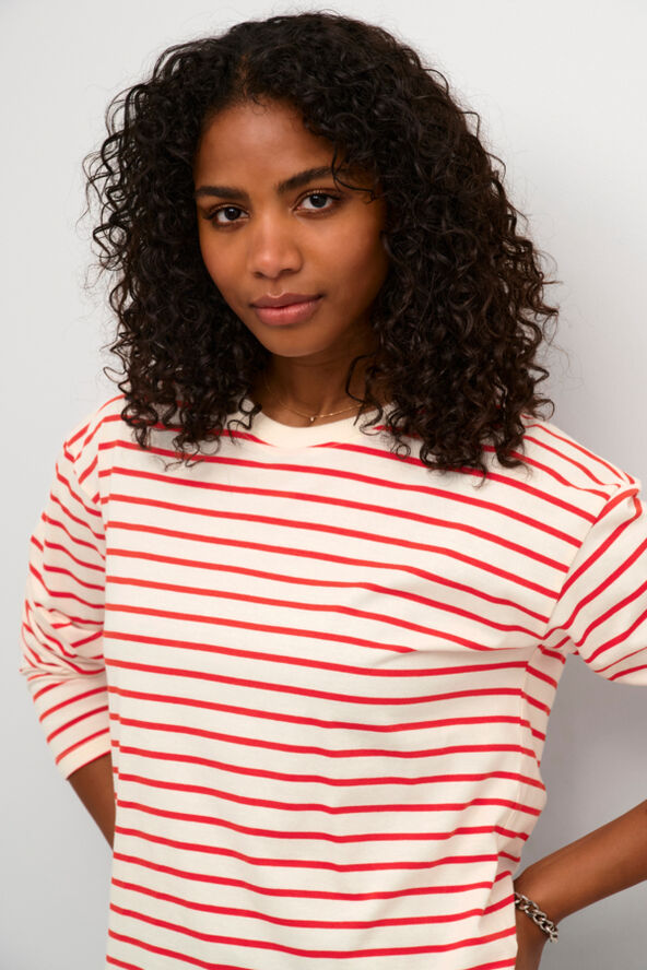 Kaffe KAwinny LS T-Shirt Antique white / fiery red