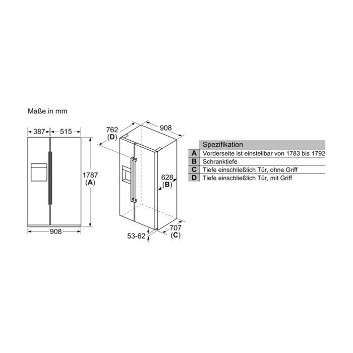 Siemens Side-by-Side iQ500 KA93IVIFP Edelstahl - interner Wassertank